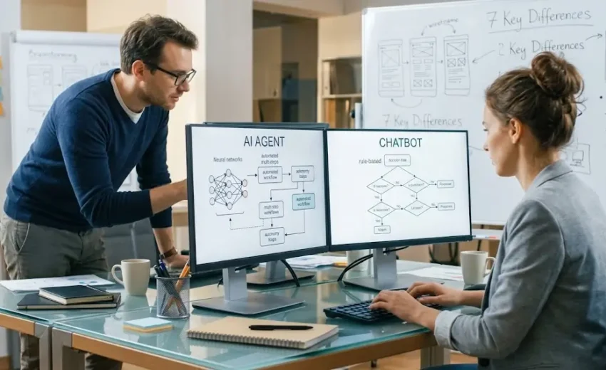 AI agent vs. chatbot explained in simple words: what each does, how they differ, and which one your business needs.